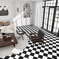 ORON DECO PVC Papier peint 3D Carreaux de sol Revêtement de sol en plastique Autocollants adhésifs Sol en vinyle noir et blanc Décoration intérieure Luxe