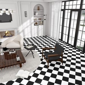 ORON DECO <span class=keywords><strong>PVC</strong></span> Papier peint 3D Carreaux <span class=keywords><strong>de</strong></span> <span class=keywords><strong>sol</strong></span> Revêtement <span class=keywords><strong>de</strong></span> <span class=keywords><strong>sol</strong></span> en plastique Autocollants adhésifs <span class=keywords><strong>Sol</strong></span> en vinyle noir et blanc Décoration intérieure Luxe - Product Image 3