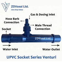 ZDVseal 1 1/2 Tuyau de buse DN40 UPVC Injecteur de type douille Mélangeur d'eau et de gaz Tube injecteur Venturi Pompe à jet