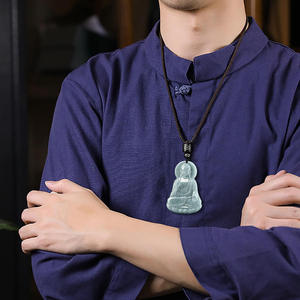 Colgante de Jadeíta Natural Azul Agua con Buda, Diseño Original UNISEX, Estilo Chino, Regalo con Certificado de Tasación FG53 - Product Image 4