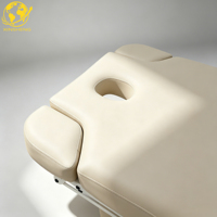 Table de massage électrique pliable et réglable à 3 moteurs en cuir PU beige pour salon, hôtel, école, salon de beauté, lit de luxe