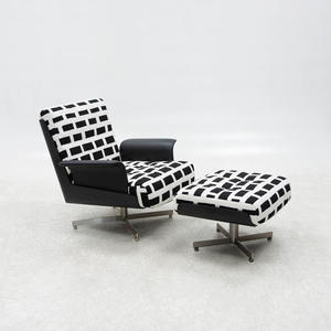 เก้าอี้พักผ่อนสไตล์มิดเซ็นจูรี่โมเดิร์น  แบบมินิมอล  หุ้มผ้าสีเขียวอมฟ้า  ตกแต่งด้วยการเย็บกระดุม  โครงไม้ ขาโลหะ เหมาะสำหรับโรงแรมและวิลล่า - Product Image 5