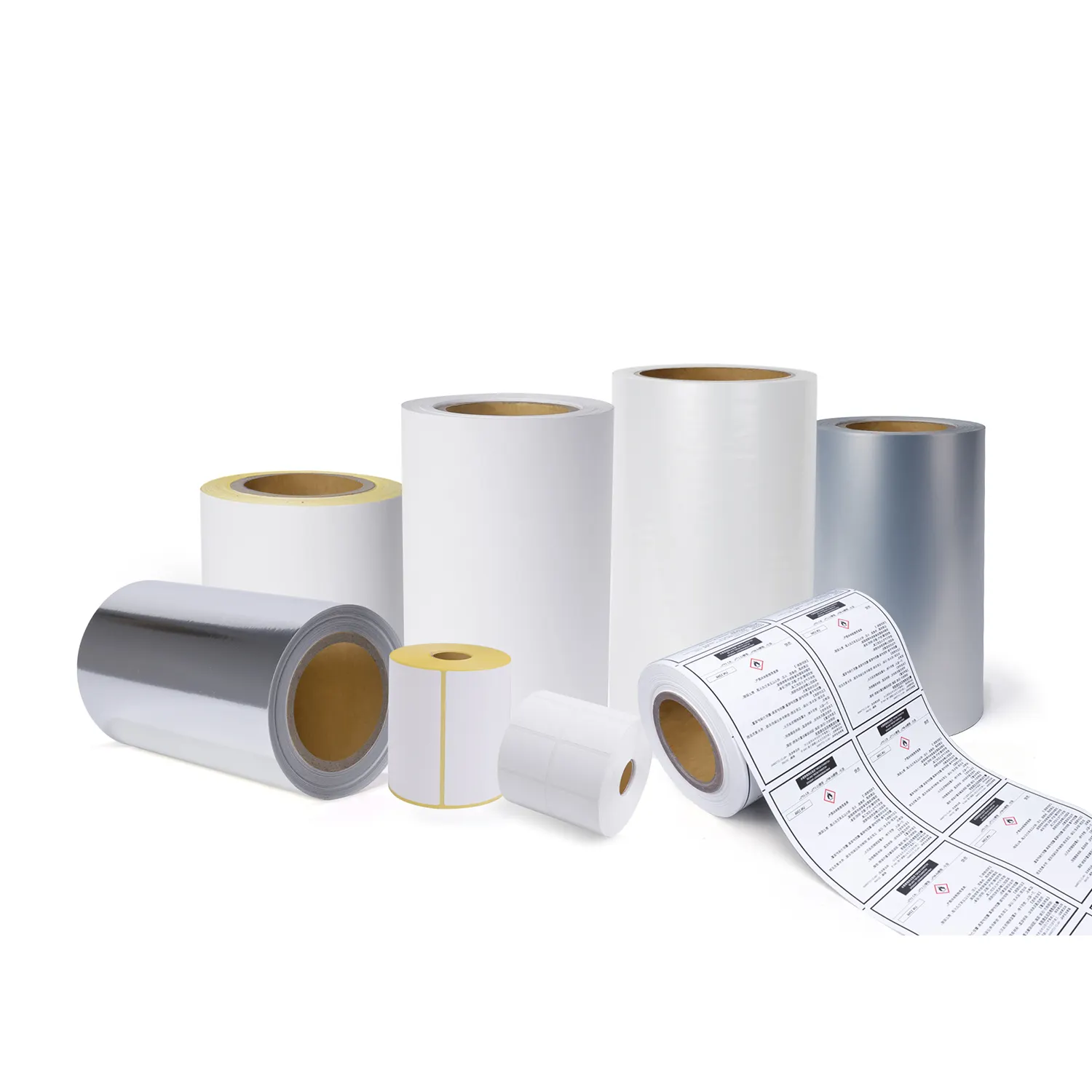 Materia prima Autoadhesivo BOPP PP PVC PE PET Película Brillo Mate Etiqueta de papel Etiqueta adhesiva Rollos gigantes
