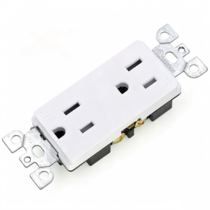 Cubierta de Tomacorriente de Pared de Plástico Blanco con 2 Receptáculos Dobles 125V 15A IP20 Estilo Minimalista - Product Image 2