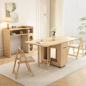 Tavolo <span class=keywords><strong>da</strong></span> <span class=keywords><strong>Pranzo</strong></span> Pieghevole Moderno e Compatto per Case Piccole, Multifunzionale, Portatile, in MDF, con Spazio <span class=keywords><strong>di</strong></span> Archiviazione, Estensibile, Senza Montaggio - Product Image 3