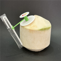 YUMO Draagbare Plastic Handmatige Kokosnootopener & -perforator met Ingebouwde Rietjesclip Rood/Groen Eenvoudig te Gebruiken voor Jonge Kokosnoten