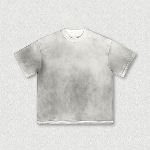 T-shirt graphique vintage délavé à l'acide pour homme, coupe courte et carrée, imprimé lettres, effet usé, streetwear, tee-shirt en coton oversize, style hip-hop décontracté - Product Image 2