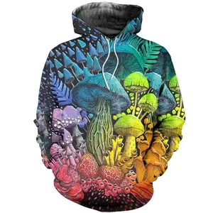 High Quality HIP HOP Cartoon Casual Mushroom Colorful Tracksuits for Women Unisex 3D Print Mens Hoodie Sweatsuit