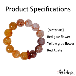 Natural Fire Quartz Beaded <strong>Bracelet</strong> Elastic Stretch <strong>Red</strong> Hematoid Crystal <strong>Bracelet</strong> With <strong>Red</strong> Accent <strong>Beads</strong> For Women - Product Image 5