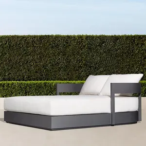 Mobili da giardino regolabili Chaise Lounge reclinabile Daybed alluminio spazzolato Kim Seat lettini da sole in acciaio letto nero all'aperto