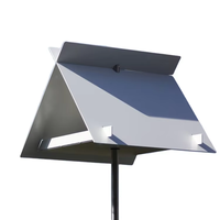 Mangeoire à oiseaux en métal JH-Mech, hauteur 135 cm, montée sur poteau, en acier thermolaqué blanc, triangle, accès ouvert, mangeoire à oiseaux sur pied en métal