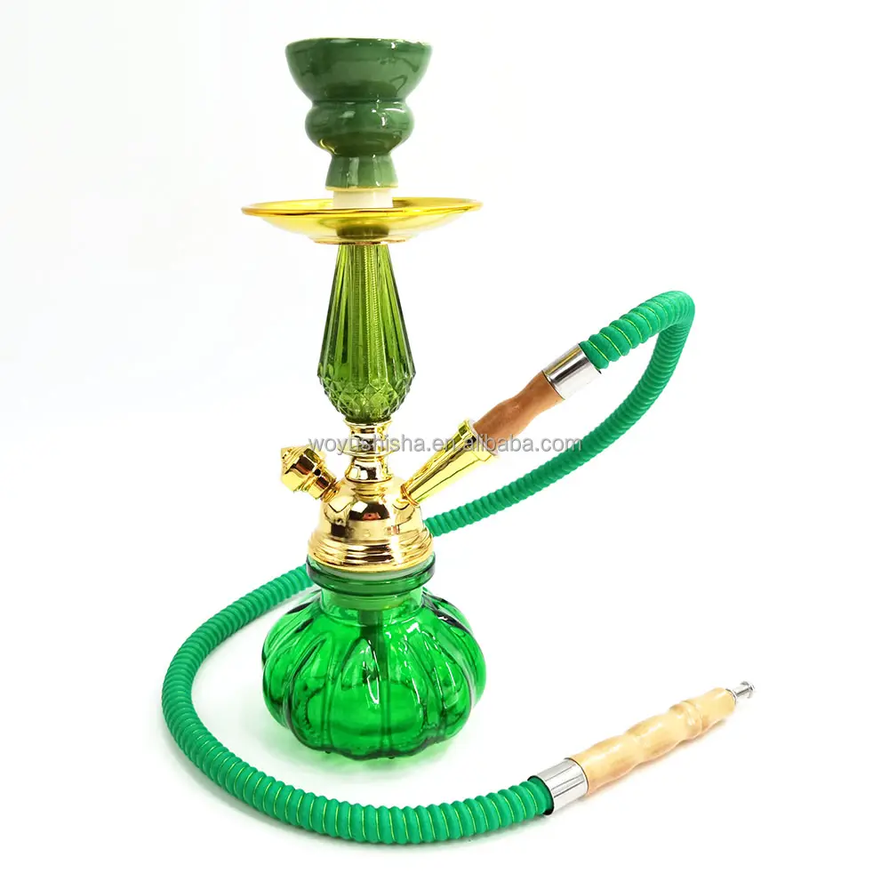 Narguilé en verre de chicha portatif de narguilé de citrouille mini avec le tuyau de poignée en bois