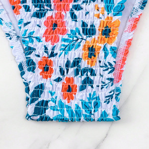 Conjunto de Bikini Estampado para Mujer, con Lazos Laterales, Fruncido, Elástico, Traje de Baño de Dos Piezas, Estampado Digital, Spandex, Poliéster - Product Image 5