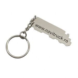 Porte-clés en métal nickelé 2D avec informations du site web, cadeau promotionnel pour entreprise, porte-clés publicitaire - Product Image 1