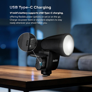 Flash pour appareil photo <span class=keywords><strong>Godox</strong></span> <span class=keywords><strong>V1</strong></span> Mid <span class=keywords><strong>O</strong></span> TTL à tête ronde pour appareils photo Olympus Panasonic 55Ws 2.4G sans fil avec écran tactile Speedlite - Product Image 5