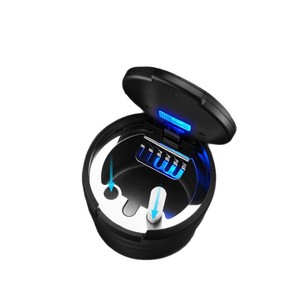 JOFI JT-GL691 Automatic Pop up <b>Press</b> Ashtray with LED Light Dual Holes Portable Car Windproof Plastic Black Leakproof Detachable - Product Image 2
