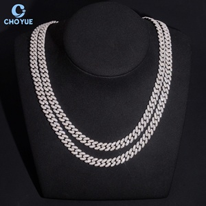 Cadena de eslabones cubanos de moissanita de 8 mm con 2 filas, diseño económico, chapada en rodio, plata 925, joyería Hiphop Iced Out, certificado GRA - Product Image 2