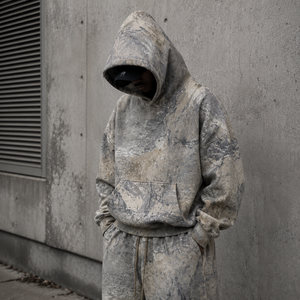 Ensemble de sweats à capuche camouflage streetwear hip-hop, coupe courte, <span class=keywords><strong>480</strong></span> g/m², impression personnalisée, coupe ample, poids lourd, surdimensionné – Fabricants - Product Image 1