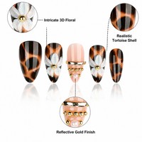 YD9 Kaixin – Faux ongles réutilisables en ABS, vente en gros, faits à la main, motif floral, fournitures pour ongles, forme amande, longueur courte, logo personnalisé