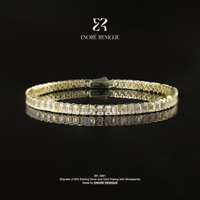 Bracelet tennis taille émeraude pour femme, chaîne en moissanite VVS, argent sterling 925 plaqué or 14 carats, bijoux de luxe pour femme