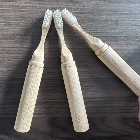 Wholesale Eco-Friendly Bamboo Adult Toothbrush 100% Natural Replaceable Nylon Bristle Foldable Feature for Home Use