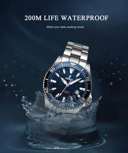 Akires Diving Watches Men 20 ATM Full Luminous Hands Markers vite Down Crown Steel Band Dive Watch 200m Automatic - Product Image 4