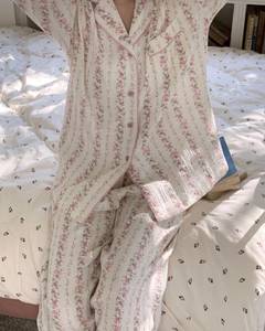<span class=keywords><strong>Pigiama</strong></span> da Donna in <span class=keywords><strong>Cotone</strong></span> Bubble Personalizzato, Maniche Lunghe, Set <span class=keywords><strong>Pigiama</strong></span> Rosa con Fiori - Product Image 4