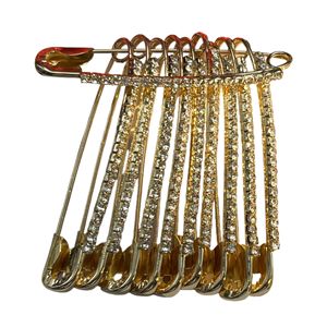 Alloy Rhinestone Safety Pins 10Pcs <b>Gold</b> Silver Set Fashion Waist Cinch Clothing Fastener Unisex Accessory - Product Image 5