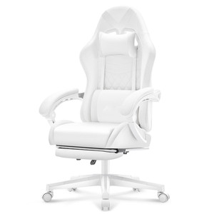 Ensemble d'accessoires pour chaise <span class=keywords><strong>de</strong></span> <span class=keywords><strong>bureau</strong></span> ergonomique pivotante en cuir, chaise <span class=keywords><strong>de</strong></span> jeu premium avec repose-pieds rétractable, appui-tête et soutien lombaire - Product Image 1