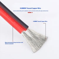 Fil de cuivre extra souple en silicone rouge et noir, multibrins rond, 0,08 mm, 20 AWG, résistant aux températures, tension nominale 200-600 V