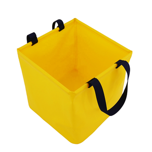 Bolsa de almacenamiento plegable cuadrada amarilla con asas negras, material no tejido para uso en campamentos al aire libre, para todas las estaciones - Product Image 1