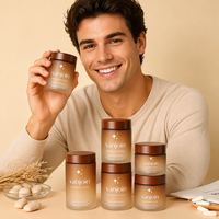 Vente en gros de flacons en verre givré mat pour compléments alimentaires, flacons ronds vides pour capsules et pilules, conteneurs en verre pour soins de santé avec logo personnalisé en couleur