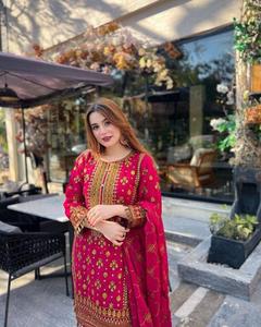 Vestido de diseñador plateado estilo Bollywood para mujer, 3 uds., atuendo indio, bordado impreso, cada función de Festival, precio al por mayor - Product Image 4