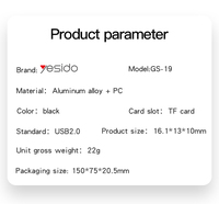 Lector de Tarjetas GS19 YESIDO con Lectura y Escritura Rápida de Datos para Teléfono Móvil Tipo C USB OTG