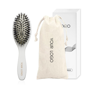 Nouvelle brosse à cheveux 2026 en poils de sanglier et nylon avec manche en bois, brosse à cheveux en bambou blanche pour extensions et perruques, personnalisable - Product Image 1