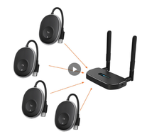 Stabiele draadloze HDMI-kit 4-in-1 schakelbox zonder vertraging, één ontvanger, bronapparaat voor tv-monitor videozender