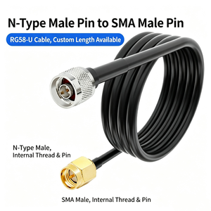 Câble coaxial RG58 de haute qualité, type N mâle vers RP-SMA mâle, 50 ohms, 0-6000 MHz, longueur personnalisée, câble de raccordement pour communication sans fil - Product Image 1