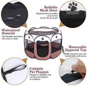 เต็นท์สัตว์เลี้ยงพับได้แบบพกพารั้วกลางแจ้งผ้าอ๊อกซ์ฟอร์ดขนาดเล็กกรงบ้านกระดาษแข็งสำหรับแมวบ้าน - Product Image 2