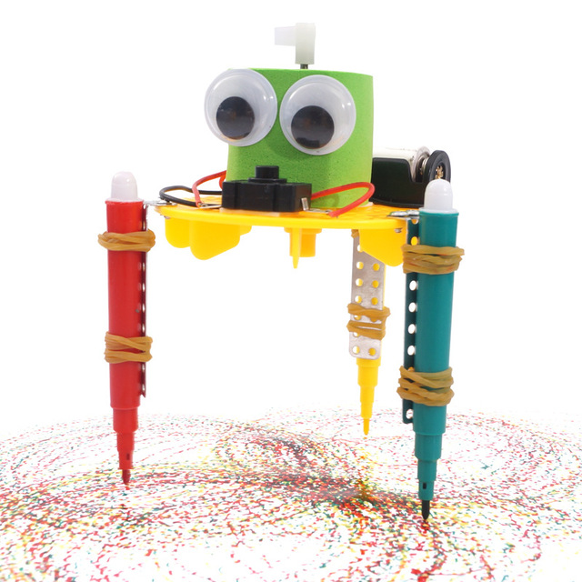 2025 Factory Price Graffiti Doodling Robot Model Science Educational Toys Kids Scribbler Diy Drawing Robot