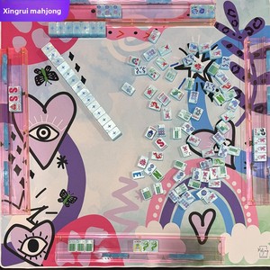 Luxuosas Peças de Mahjong Americano em Acrílico Perolado Azul Gelo, 160 Peças, com Design Estético Retrô, Jogadores Jokers, <span class=keywords><strong>Hamsa</strong></span> e Olho Grego, para Noites de Jogo Social - Product Image 3