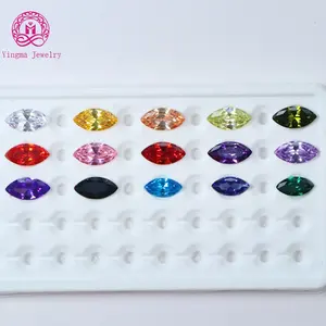 Yingma Artificial Gemstone For Jewelry 1PCS Size 5x10mm / 7x14mm Mix 15 Colors CZ Stones Marquise Cut Cubic Zirconia