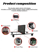 Pantalla LED para Taxi de Metal Cortado con Láser, Personalizada, con Control Inalámbrico 4G, P2.5, Letrero para Techo de Taxi/Autopublicidad LED