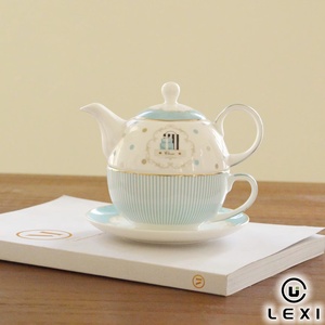 Service à thé en céramique élégant à motif floral vert avec <span class=keywords><strong>théière</strong></span>, <span class=keywords><strong>tasse</strong></span> et soucoupe pour le thé de l'après-midi, décoration de la maison et cadeaux - Product Image 3