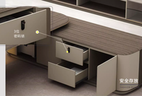 Bureau PDG Tiroirs de table modernes de luxe en forme de L Grande table d'ordinateur de patron exécutif avec lumière led