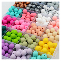 Chaude de qualité alimentaire bricolage jouets de dentition porte-tétine sucette chaîne Silicone dentition 15mm perles rondes en Silicone