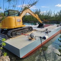Plateforme flottante pour excavatrice, plateforme de travail aquatique modulaire pour la construction en zone fluviale et marécageuse