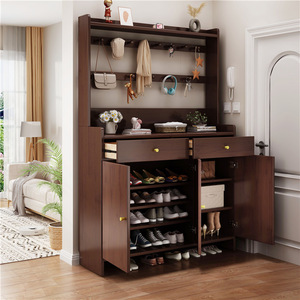 <b>Shoe</b> Cabinet Coat Cabinet Entryway Storage Cabinet Large Capacity Multifunctional Living Room Cabinet With <b>Hooks</b> And Drawers - Product Image 3