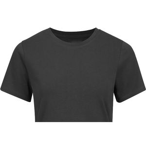 T-shirt à manches courtes col rond pour femme, style streetwear, respirant, écologique, en coton biologique gris, uni, en molleton - Product Image 4