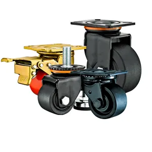 2.5"3" Heavy Duty Caster Wheels Nylon Caster Black With Brake Nylon Wheel Machinery Casters Wheels