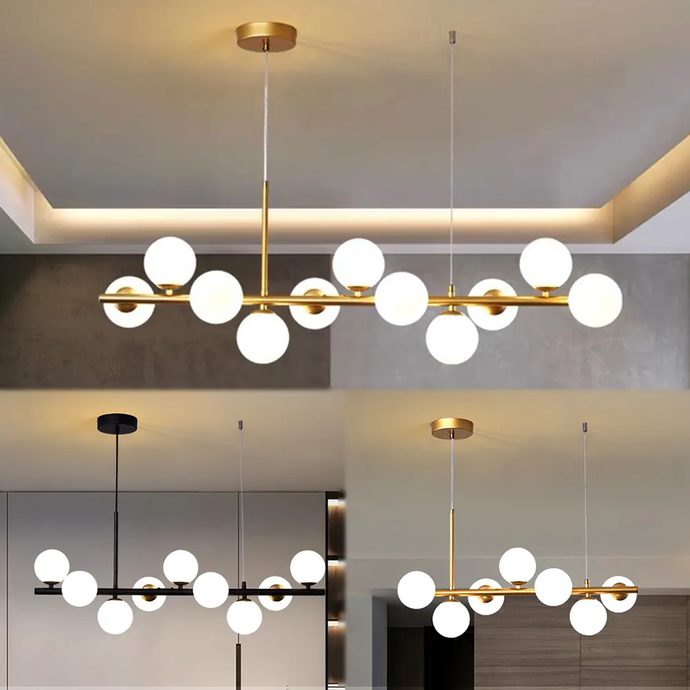 Square Luxury Branches White Bulb Restaurant Globe Shape Led Nordic Style Glass Ball Ceiling Nordic Modern Pendant Light
